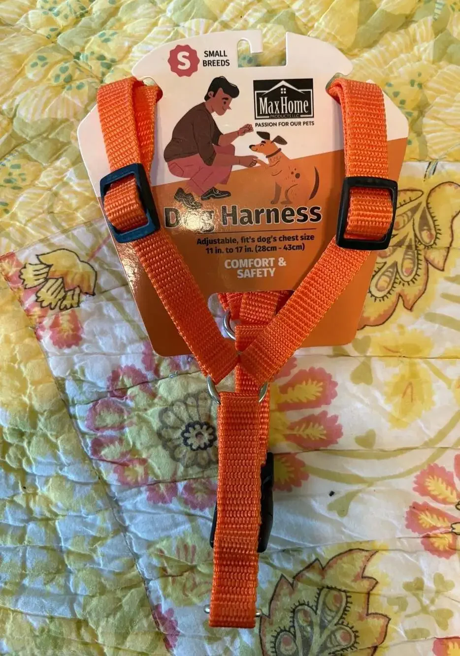 NWT MaxHome Dog Harness, Small, Orange